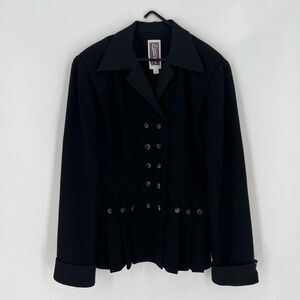 Vintage 1980s Zelda Military Pleated Double Breasted Button Jewel Blazer Jacket